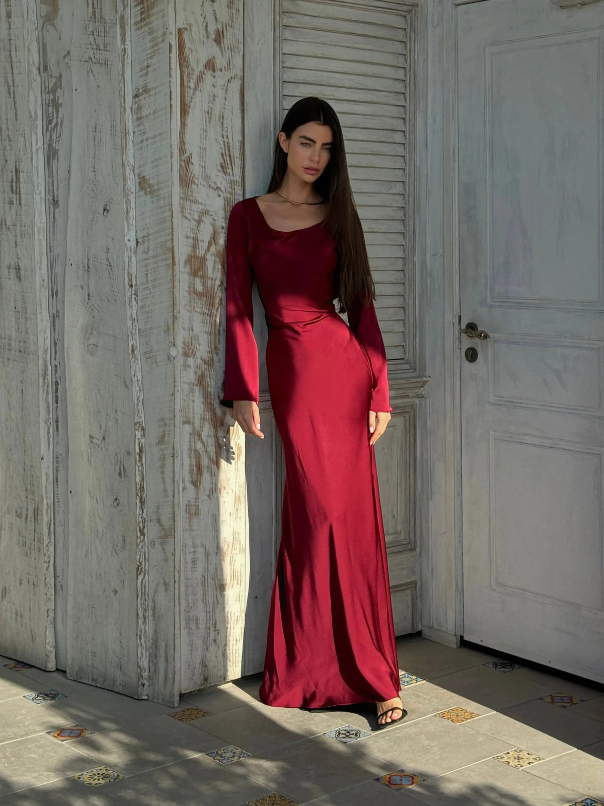 Rochie Maxi de Damă cu Mâneci Flare și Croială Fluidă | M&R - 4 - Modariox