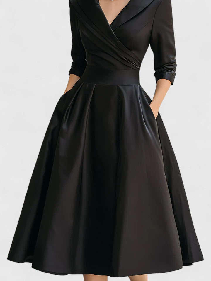 Rochie elegantă de damă cu siluetă evazată și guler sofisticat - 2 - Modariox