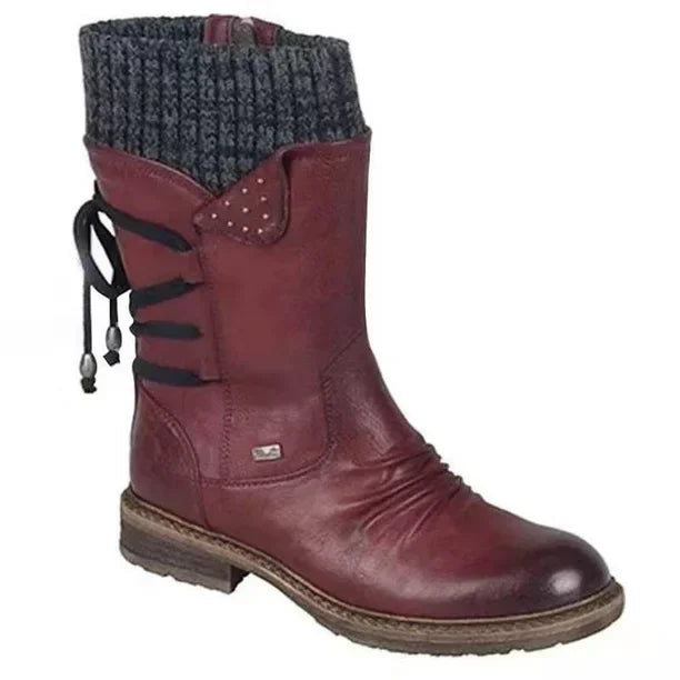 Botine de iarnă Damă cu manșetă tricotată și fermoar lateral | M&R - 1 - Modariox