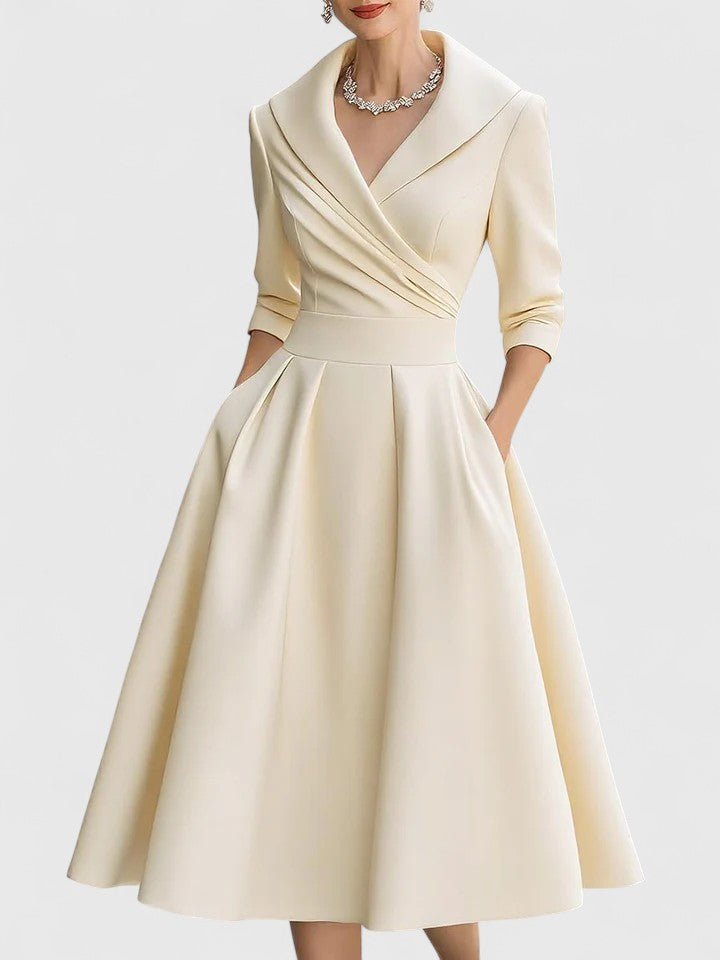 Rochie elegantă de damă cu siluetă evazată și guler sofisticat - 7 - Modariox