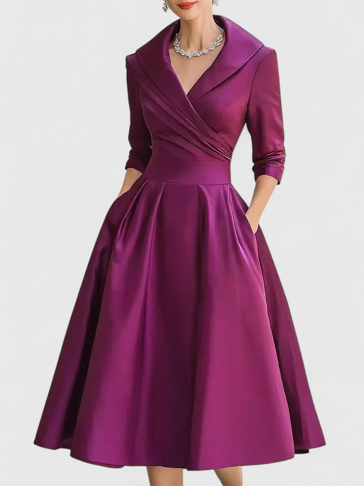 Rochie elegantă de damă cu siluetă evazată și guler sofisticat - 8 - Modariox
