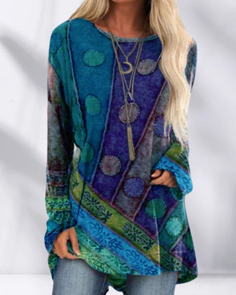 Bluză Boho cu Croi Oversized și Model Colorat | M&R - 2 - Modariox