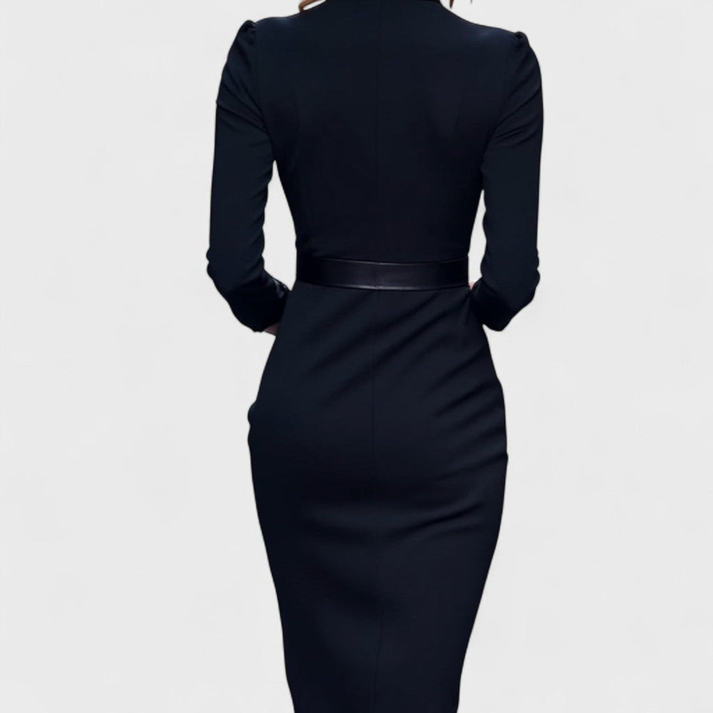 Rochie elegantă de damă tip creion cu decolteu în V și curea - 7 - Modariox