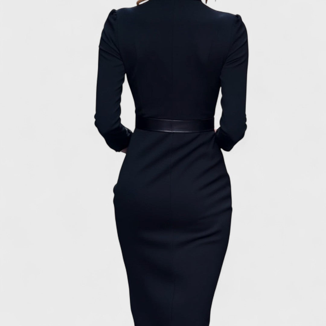Rochie elegantă de damă tip creion cu decolteu în V și curea - 7 - Modariox