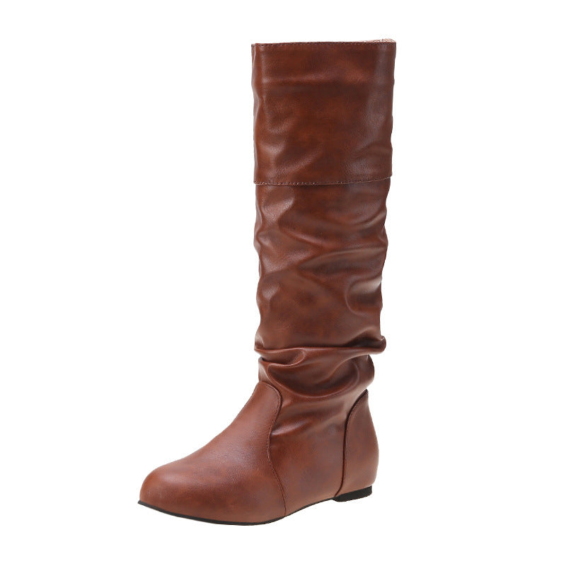 Botine elegante damă cu aspect din piele întoarsă și vârf rotund | M&R - 1 - Modariox