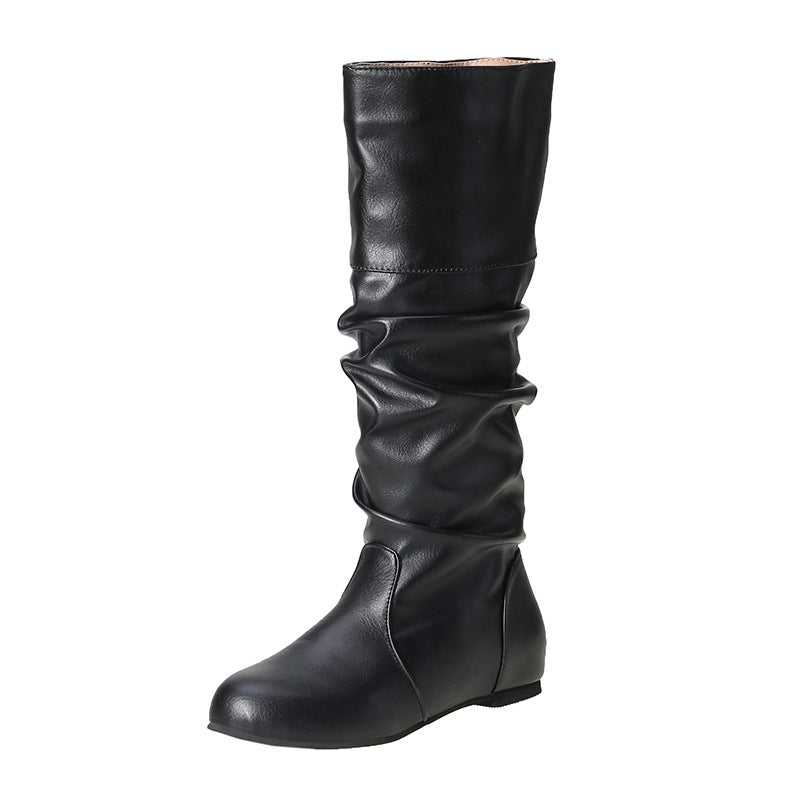 Botine elegante damă cu aspect din piele întoarsă și vârf rotund | M&R - 7 - Modariox