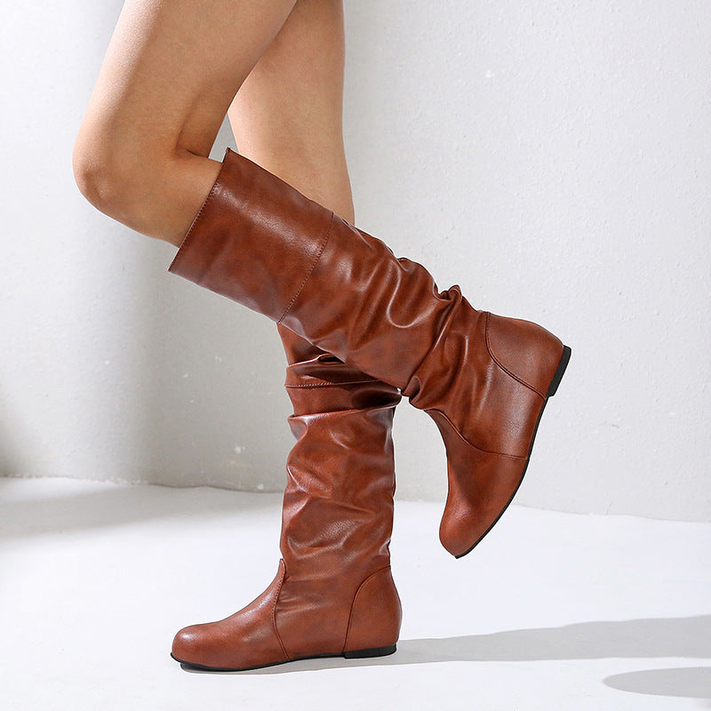 Botine elegante damă cu aspect din piele întoarsă și vârf rotund | M&R - 8 - Modariox