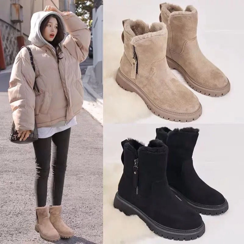Botine damă cu toc jos și căptușeală din blăniță | M&R - 6 - Modariox