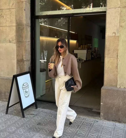 Blazer scurt damă cu croială lejeră și mâneci bufante | M&R - 1 - Modariox
