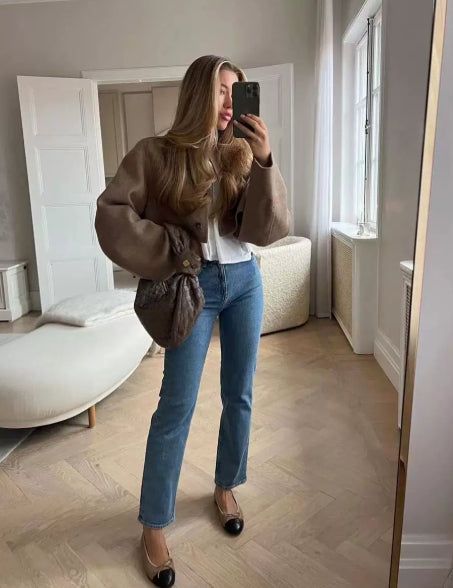 Blazer scurt damă cu croială lejeră și mâneci bufante | M&R - 3 - Modariox