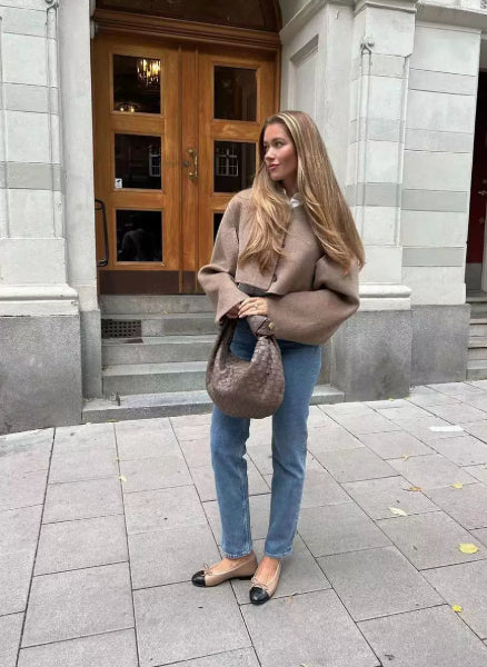 Blazer scurt damă cu croială lejeră și mâneci bufante | M&R - 5 - Modariox