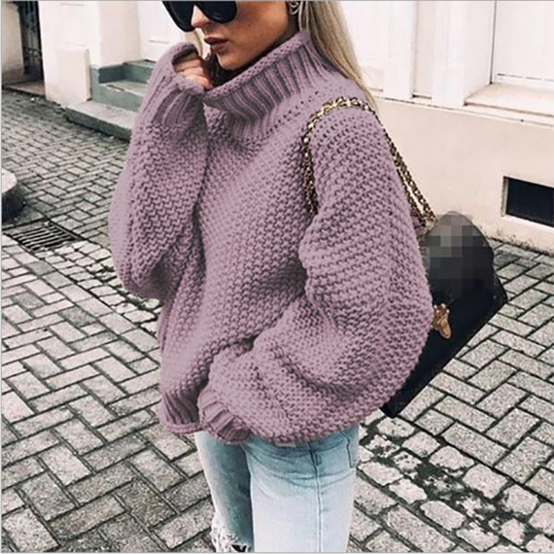 Pulover damă cu guler înalt și croială lejeră | M&R - 1 - Modariox