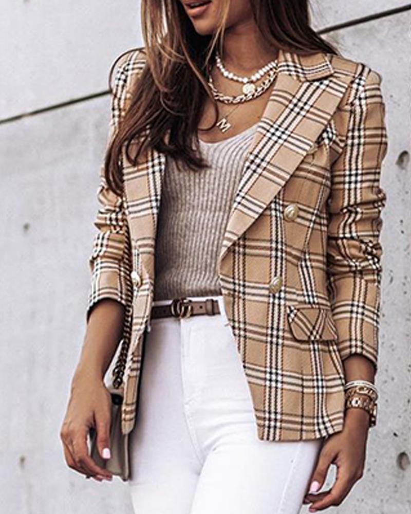 Blazer damă cu model în carouri și croială ajustată | M&R - 1 - Modariox