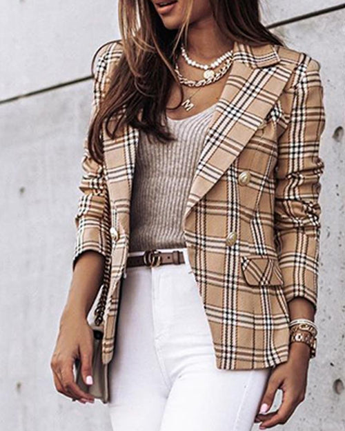 Blazer damă cu model în carouri și croială ajustată | M&R - 1 - Modariox