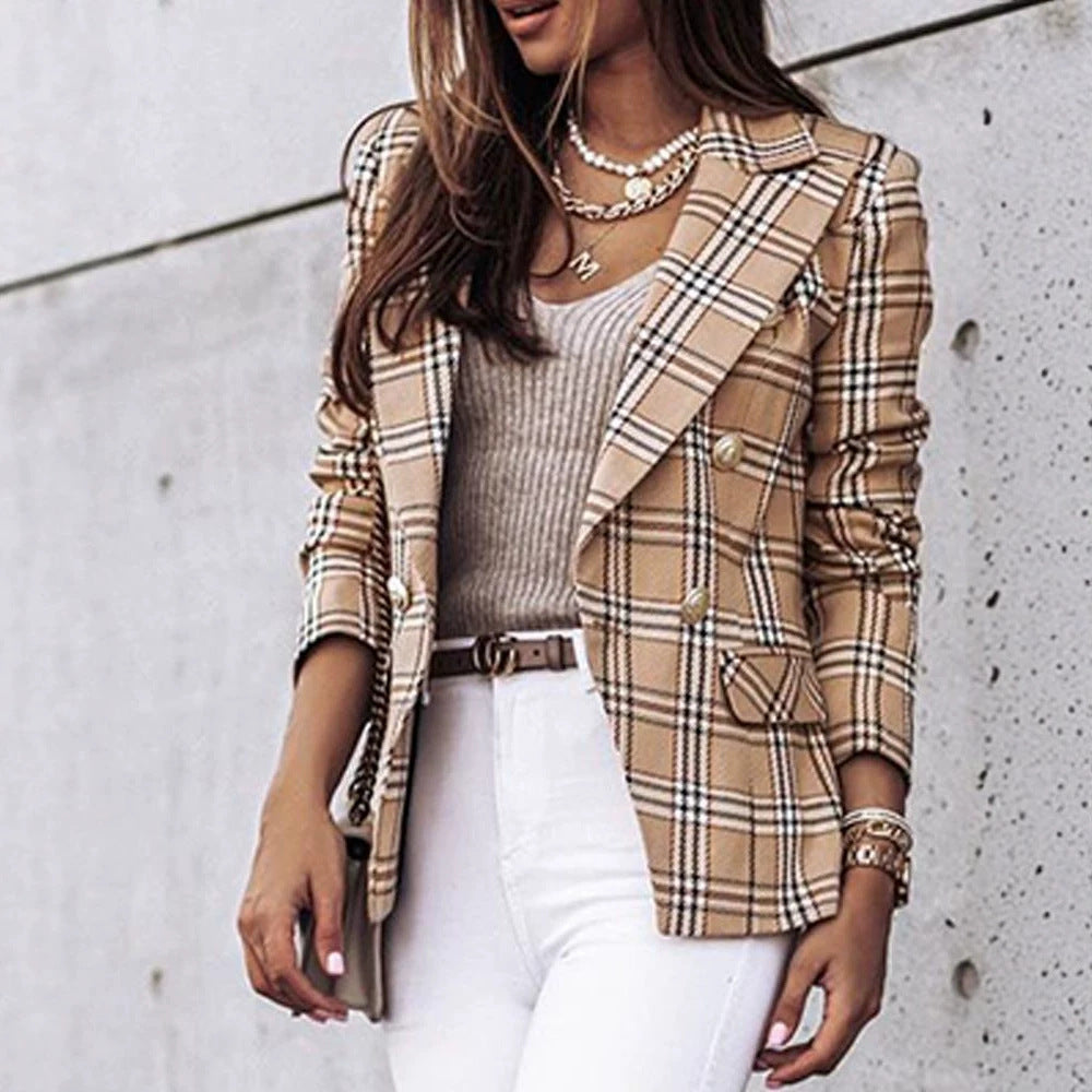 Blazer damă cu model în carouri și croială ajustată | M&R - 3 - Modariox
