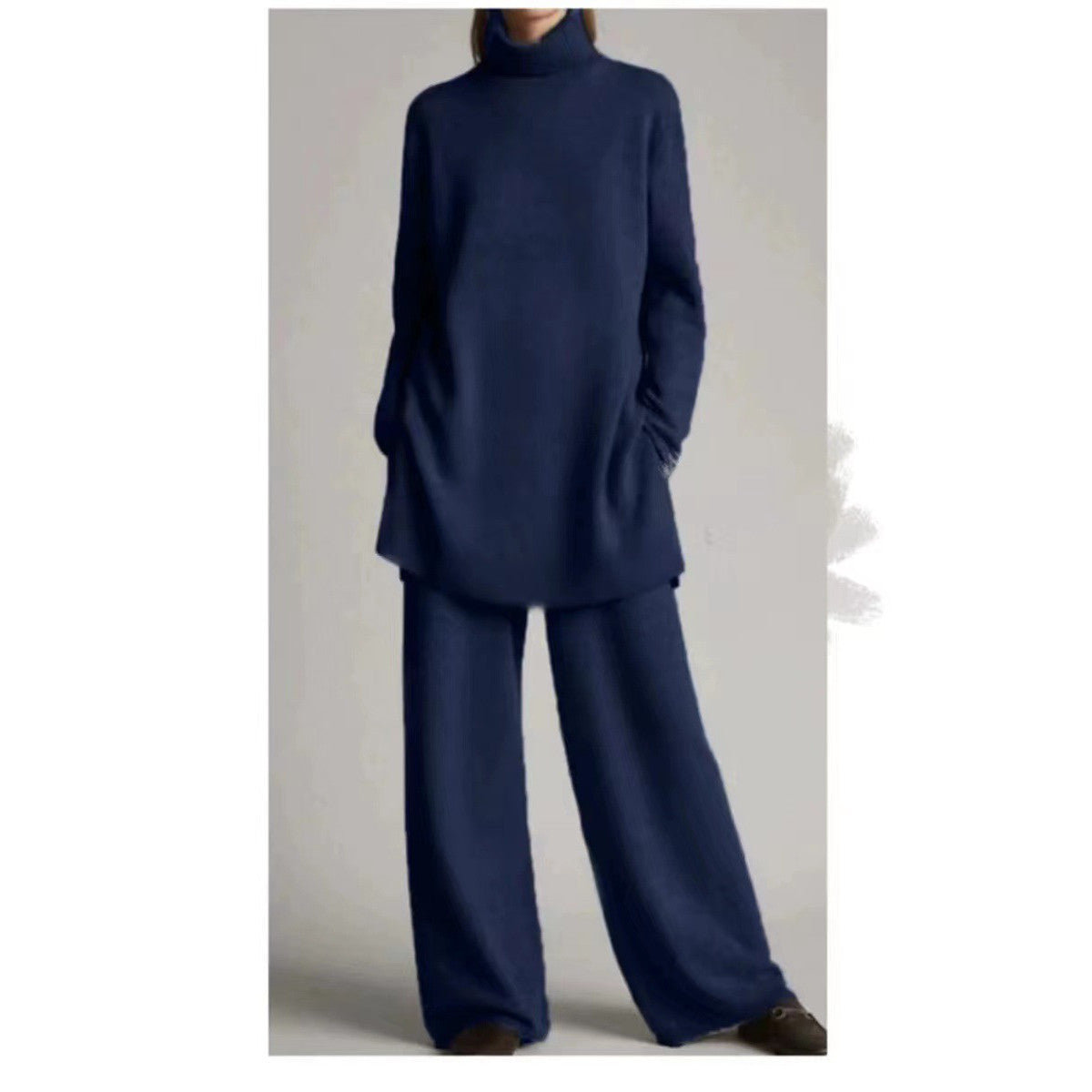 Set din două piese pentru damă cu pulover cu guler înalt și pantaloni largi | M&R - 5 - Modariox
