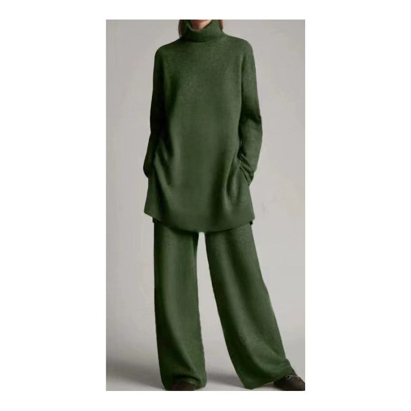 Set din două piese pentru damă cu pulover cu guler înalt și pantaloni largi | M&R - 7 - Modariox