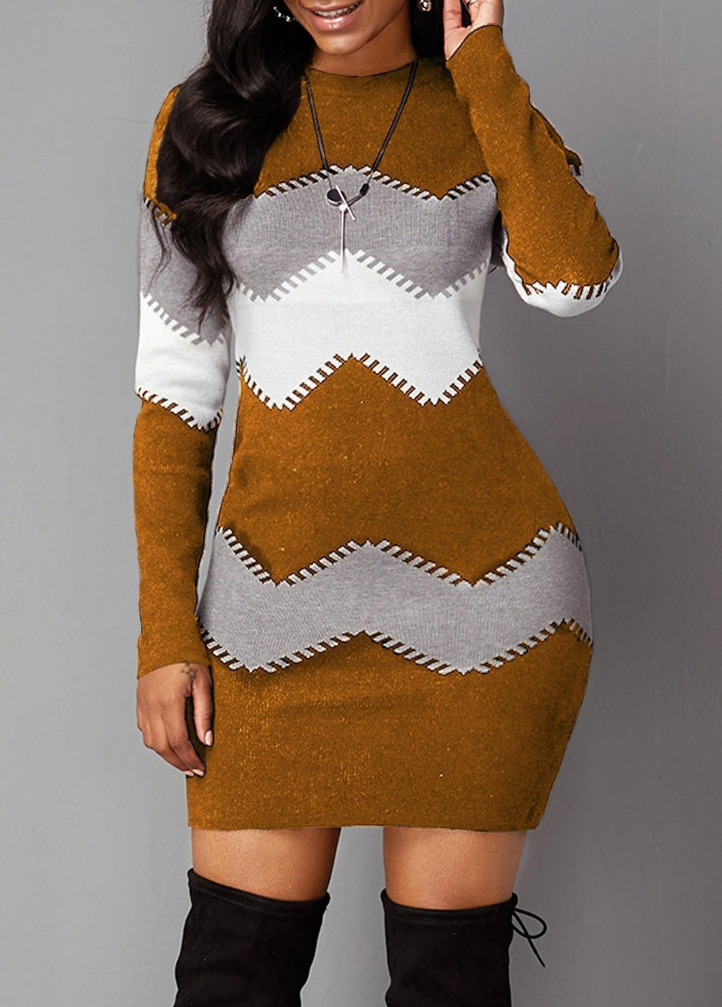 Rochie etui damă cu model Chevron | M&R - 9 - Modariox