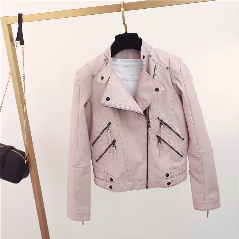 Jachetă biker damă cu fermoare decorative și croi ajustat | M&R - 1 - Modariox