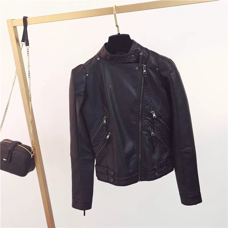 Jachetă biker damă cu fermoare decorative și croi ajustat | M&R - 2 - Modariox