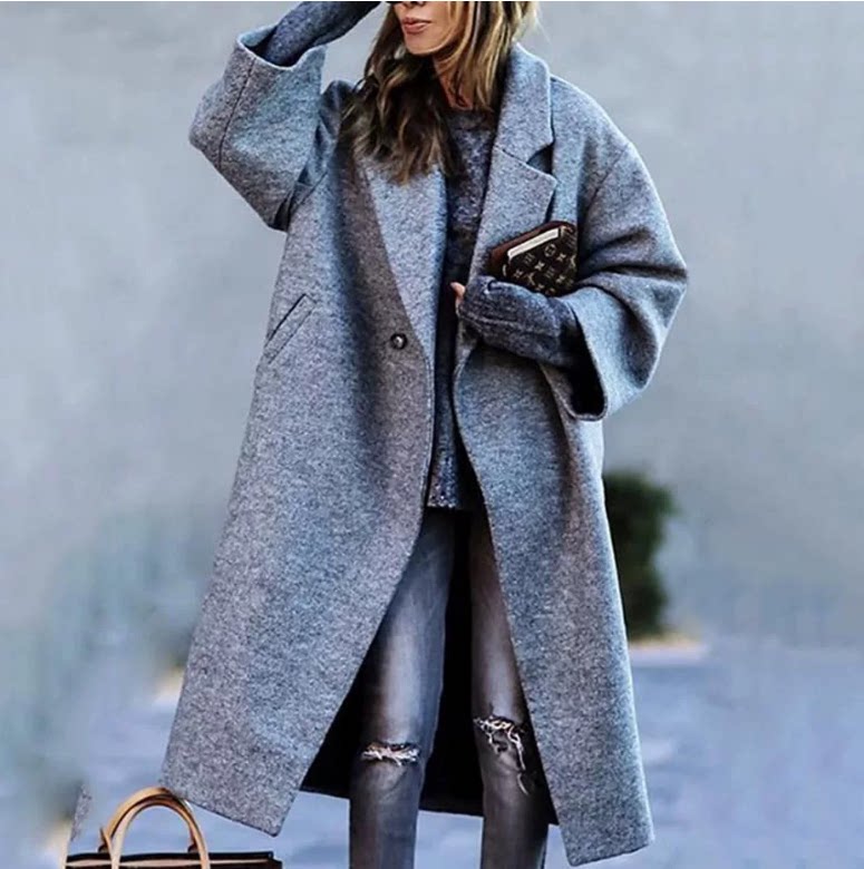 Palton lung cu model în carouri colorate și croială oversized | M&R - 5 - Modariox