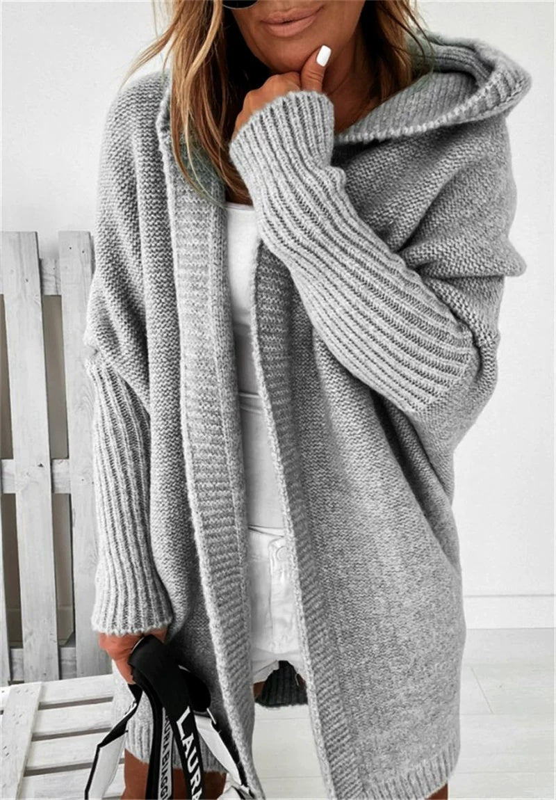 Cardigan cu glugă pentru Damă, croială lejeră și aspect pufos | M&R - 2 - Modariox