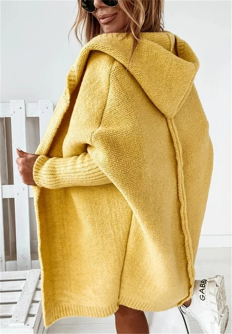 Cardigan cu glugă pentru Damă, croială lejeră și aspect pufos | M&R - 3 - Modariox