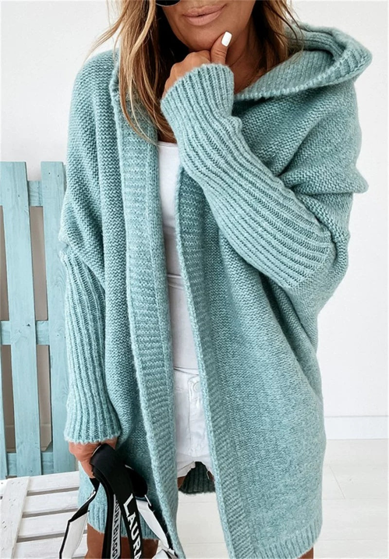Cardigan cu glugă pentru Damă, croială lejeră și aspect pufos | M&R - 9 - Modariox