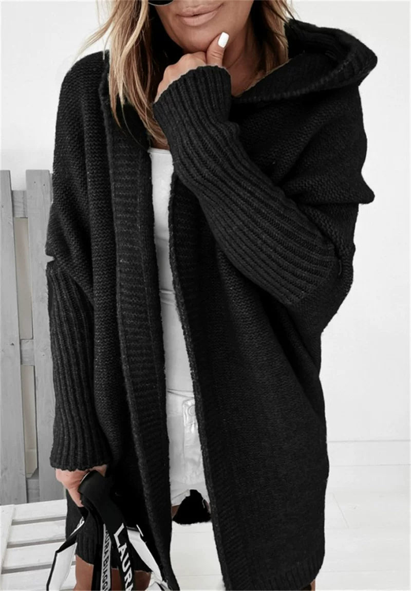 Cardigan cu glugă pentru Damă, croială lejeră și aspect pufos | M&R - 11 - Modariox