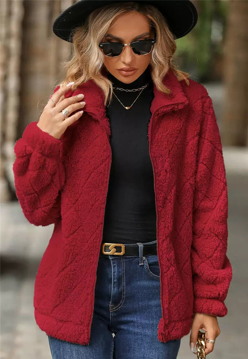 Faux Fur Jacket Women's Casual Zip-Up Quilted Design | R&V - 5 - Rokvane