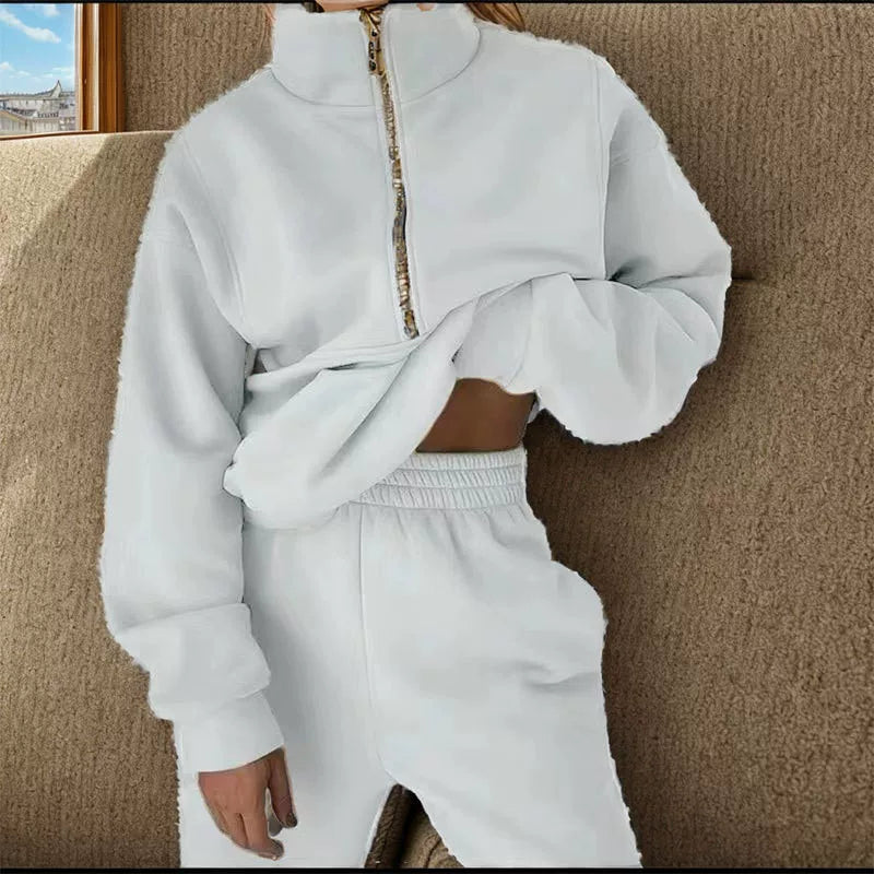 Outfit damă cu fermoar și guler înalt, lejer | M&R - 1 - Modariox