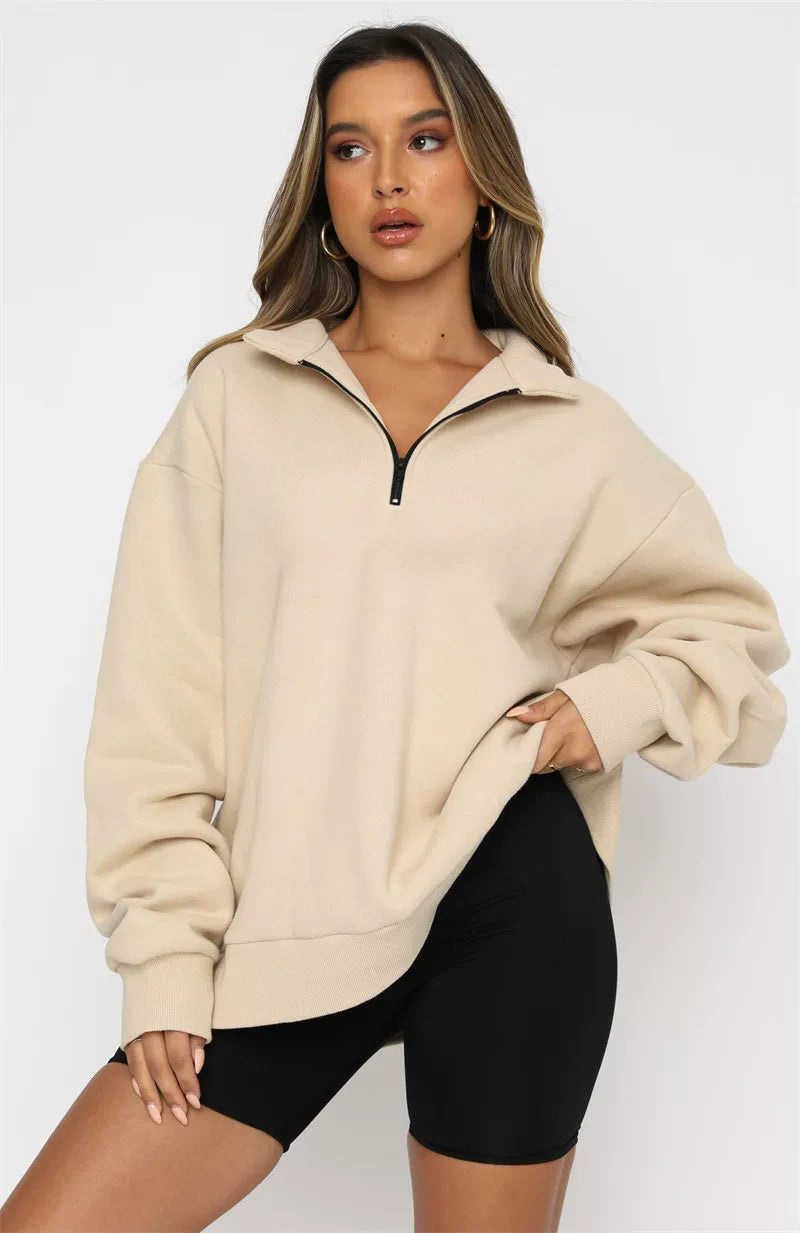 Hoodie Damă cu guler înalt și fermoar | M&R - 1 - Modariox