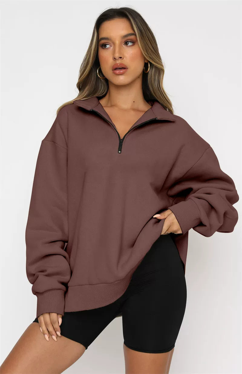 Hoodie Damă cu guler înalt și fermoar | M&R - 2 - Modariox