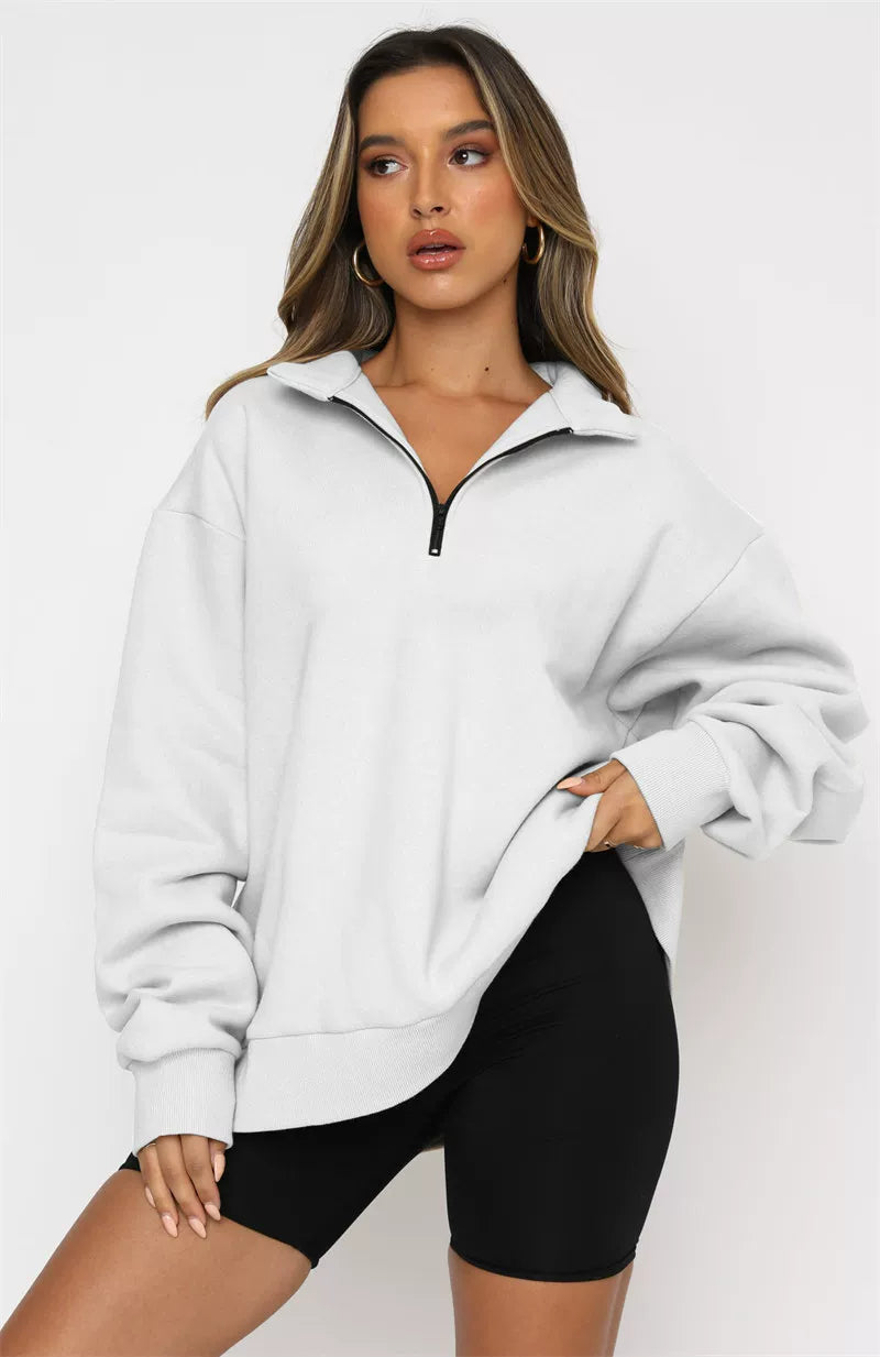 Hoodie Damă cu guler înalt și fermoar | M&R - 3 - Modariox