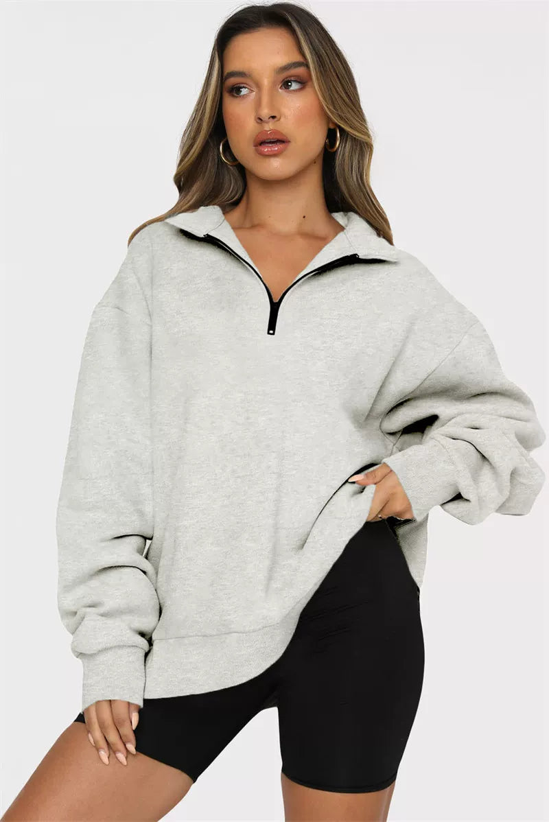 Hoodie Damă cu guler înalt și fermoar | M&R - 4 - Modariox