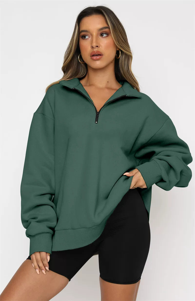 Hoodie Damă cu guler înalt și fermoar | M&R - 5 - Modariox