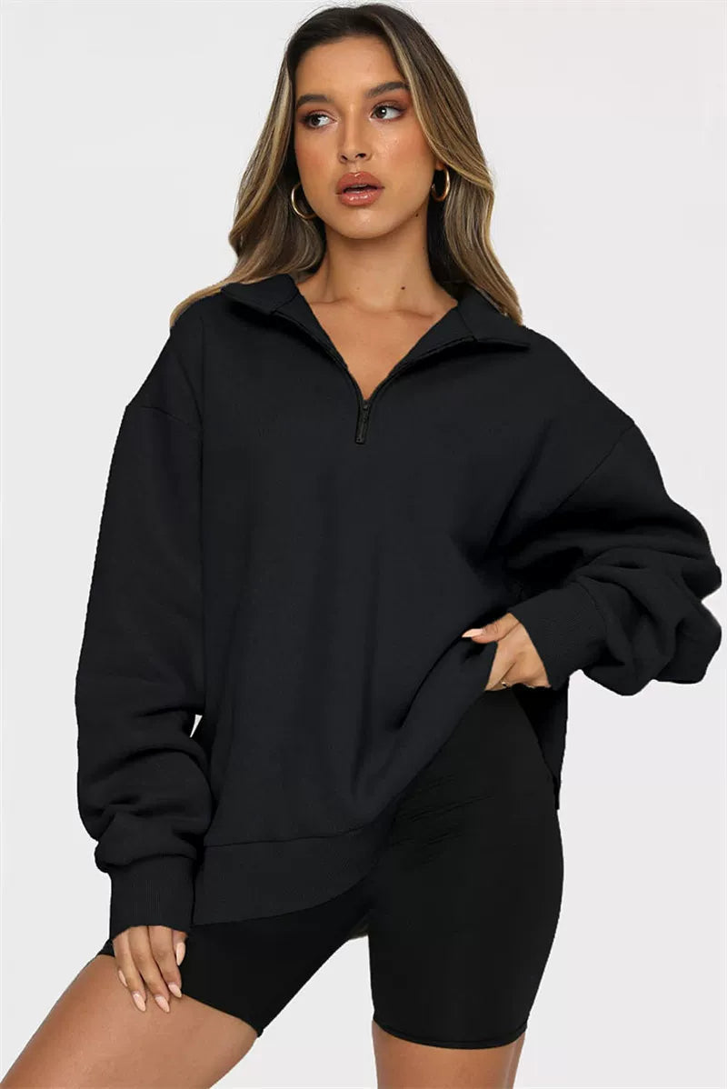 Hoodie Damă cu guler înalt și fermoar | M&R - 7 - Modariox