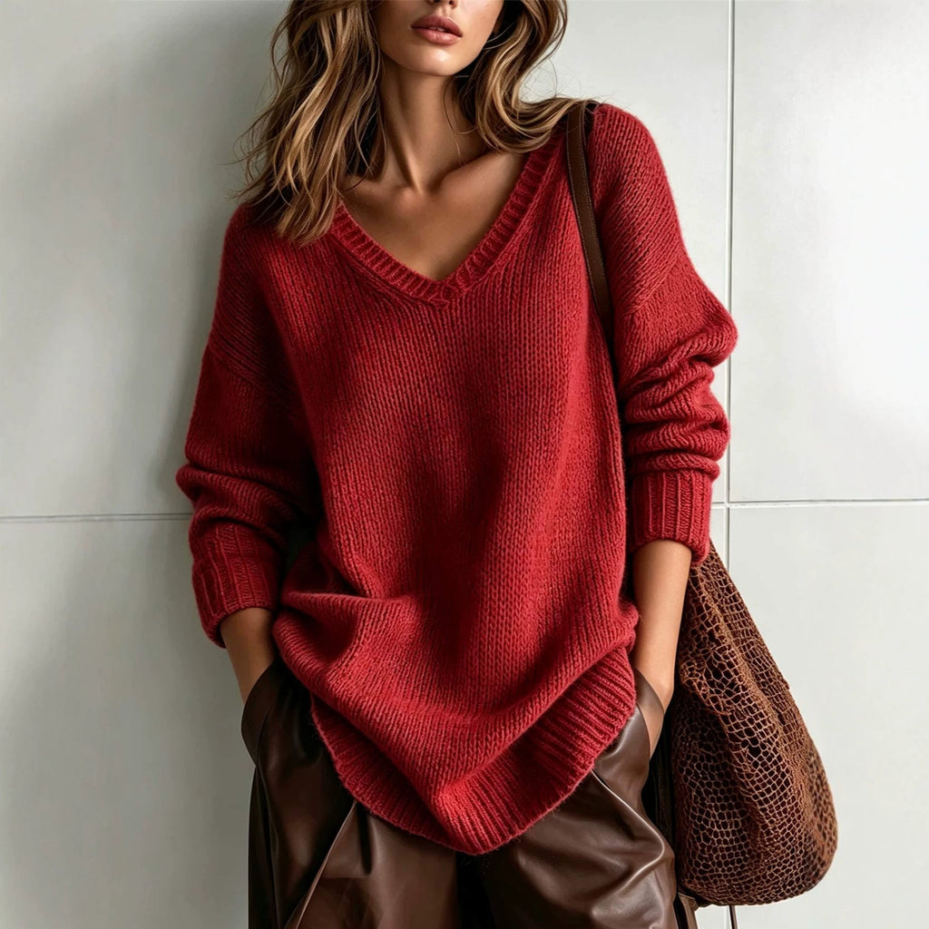 V-Neck Pullover Women | Soft Knit with Relaxed Fit - 3 - Rokvane