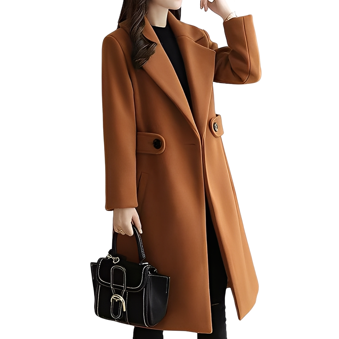 Palton elegant pentru femei cu talie definită și curea stilată - 5 - Modariox