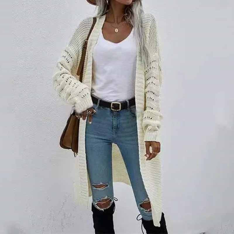 Cardigan elegant pentru femei cu mâneci lungi și decolteu în V - 7 - Modariox