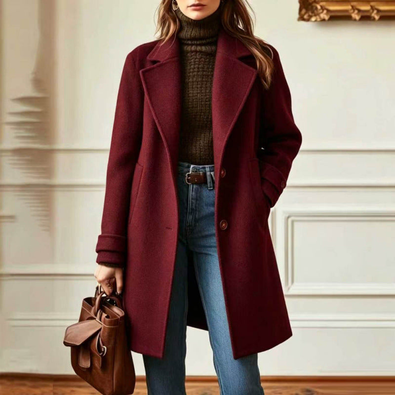 Palton Stilat pentru Femei cu Revers Elegant și Detalii cu Butoni - 5 - Modariox