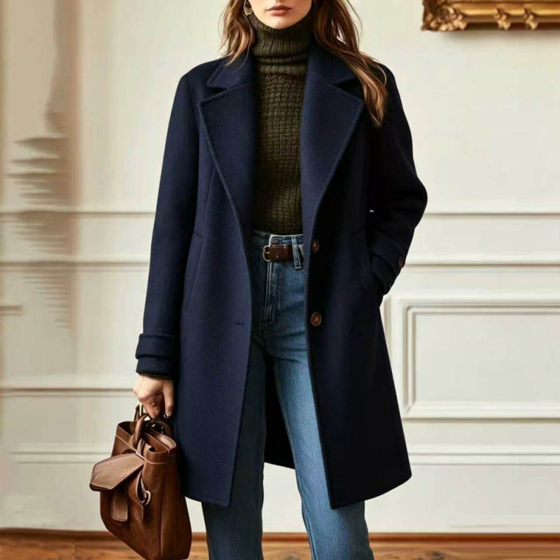 Palton Stilat pentru Femei cu Revers Elegant și Detalii cu Butoni - 6 - Modariox
