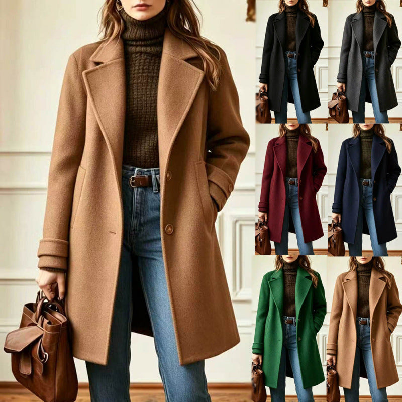 Palton Stilat pentru Femei cu Revers Elegant și Detalii cu Butoni - 8 - Modariox