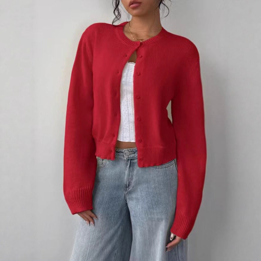 Cardigan damă cu decolteu rotund și mâneci lungi, disponibil în diverse culori - 2 - Modariox