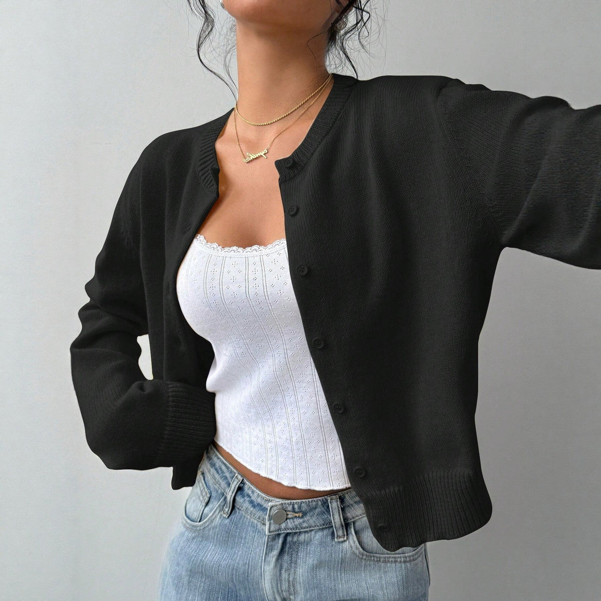 Cardigan damă cu decolteu rotund și mâneci lungi, disponibil în diverse culori - 3 - Modariox