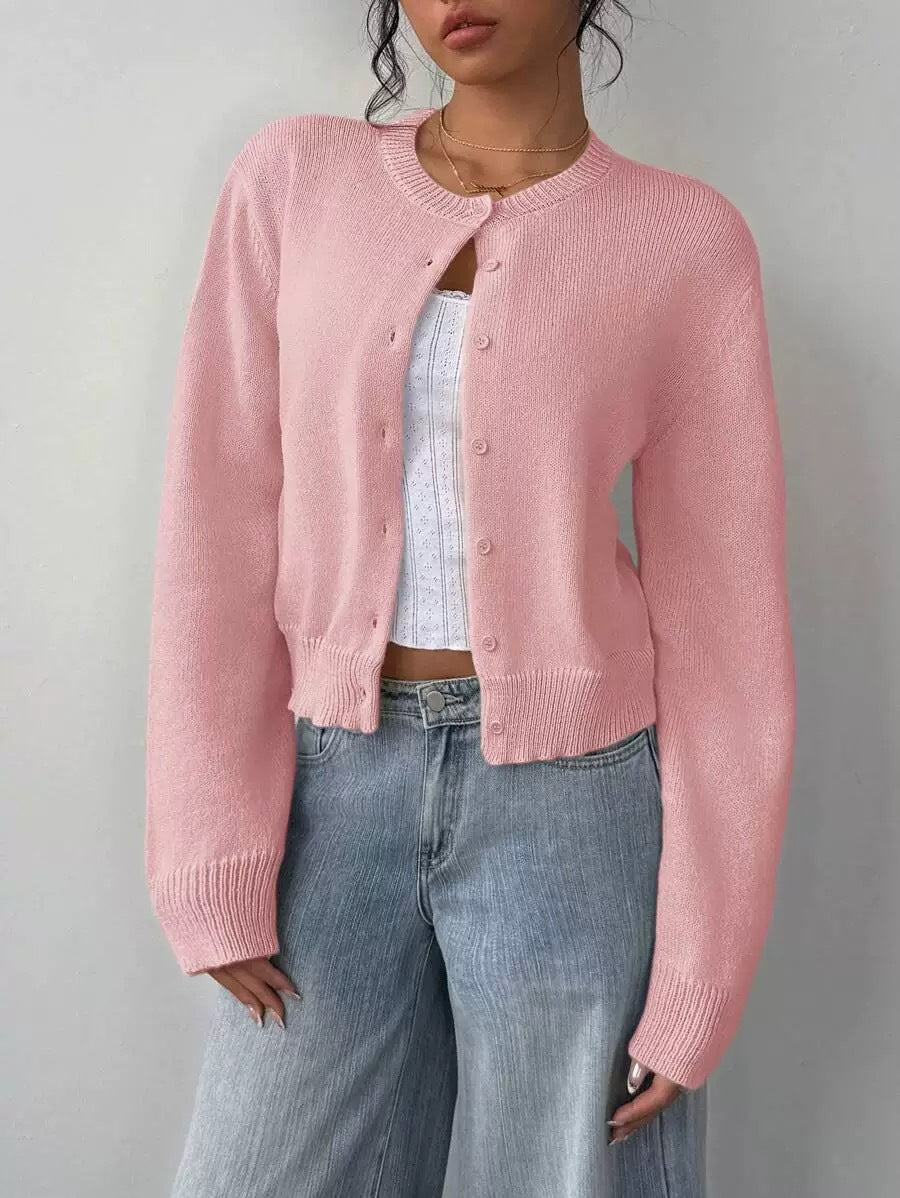 Cardigan damă cu decolteu rotund și mâneci lungi, disponibil în diverse culori - 5 - Modariox