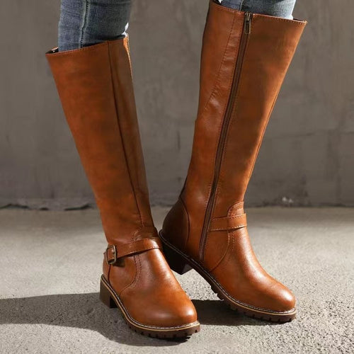 Botine damă cu toc bloc și cataramă, lungi - 2 - Modariox