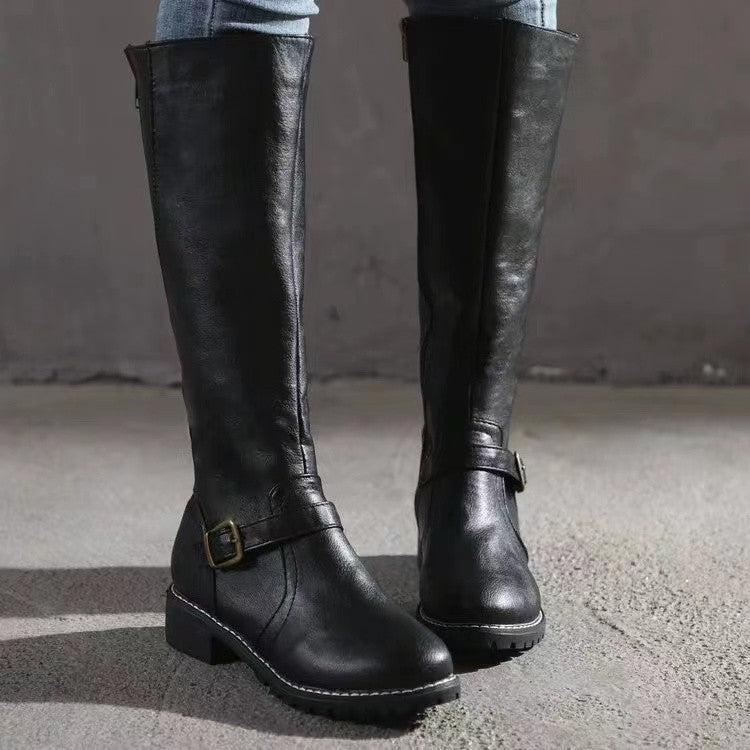 Botine damă cu toc bloc și cataramă, lungi - 4 - Modariox