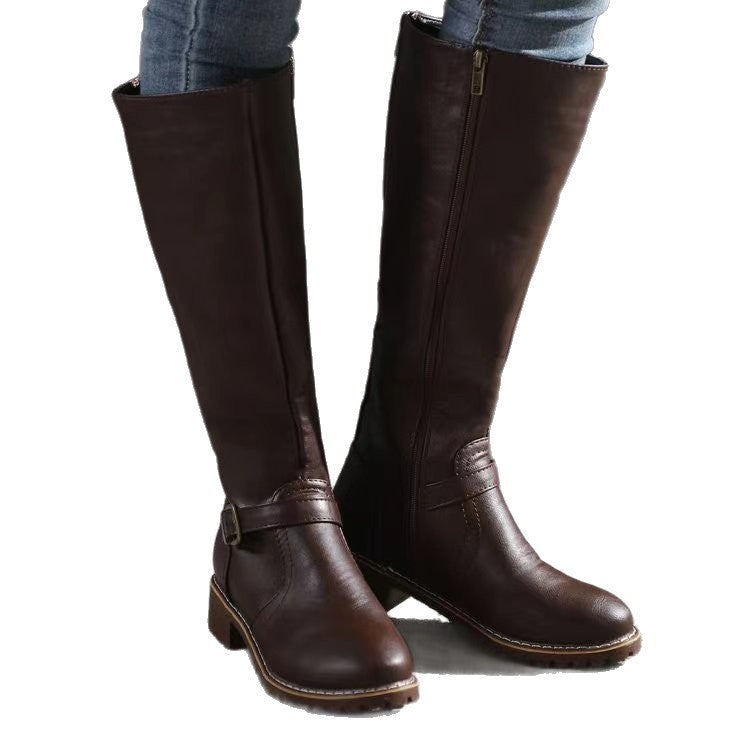 Botine damă cu toc bloc și cataramă, lungi - 5 - Modariox