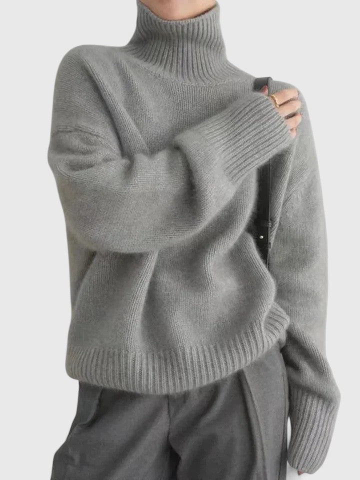 Pulover elegant pentru femei cu guler înalt și croială confortabilă - 1 - Modariox